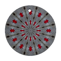 Red Dots on Silver Round Ornament (Two Sides) from ArtsNow.com Front