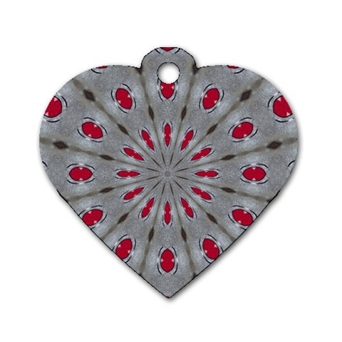 Red Dots on Silver Dog Tag Heart (One Side) from ArtsNow.com Front