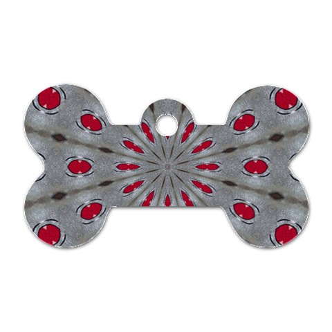 Red Dots on Silver Dog Tag Bone (Two Sides) from ArtsNow.com Front