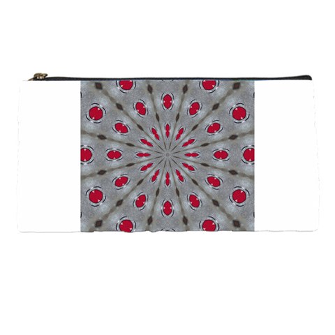 Red Dots on Silver Pencil Case from ArtsNow.com Front