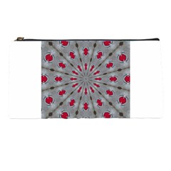 Red Dots on Silver Pencil Case from ArtsNow.com Front