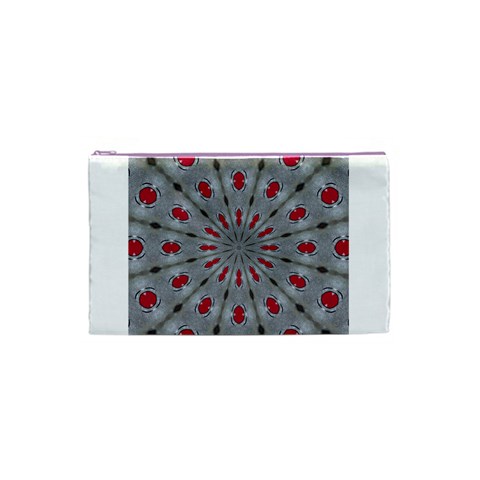 Red Dots on Silver Cosmetic Bag (Small) from ArtsNow.com Front