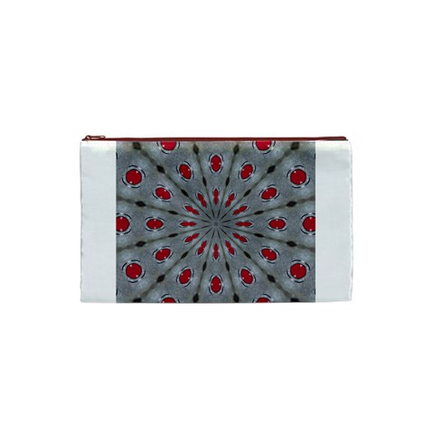 Red Dots on Silver Cosmetic Bag (Small) from ArtsNow.com Front