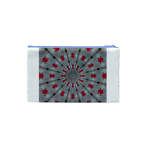 Red Dots on Silver Cosmetic Bag (Small) from ArtsNow.com Back