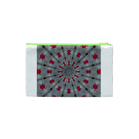 Red Dots on Silver Cosmetic Bag (Small) from ArtsNow.com Back