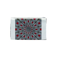 Red Dots on Silver Cosmetic Bag (Small) from ArtsNow.com Back