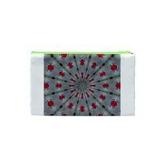 Red Dots on Silver Cosmetic Bag (Small) from ArtsNow.com Back