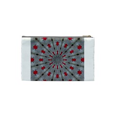 Red Dots on Silver Cosmetic Bag (Small) from ArtsNow.com Back