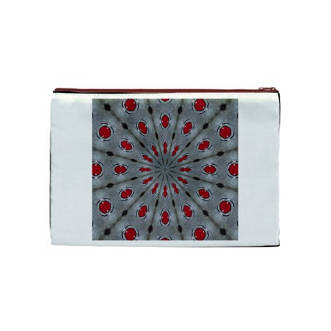 Red Dots on Silver Cosmetic Bag (Medium) from ArtsNow.com Front