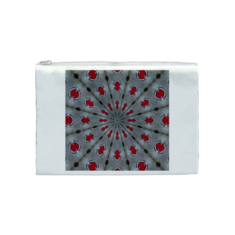 Red Dots on Silver Cosmetic Bag (Medium) from ArtsNow.com Front