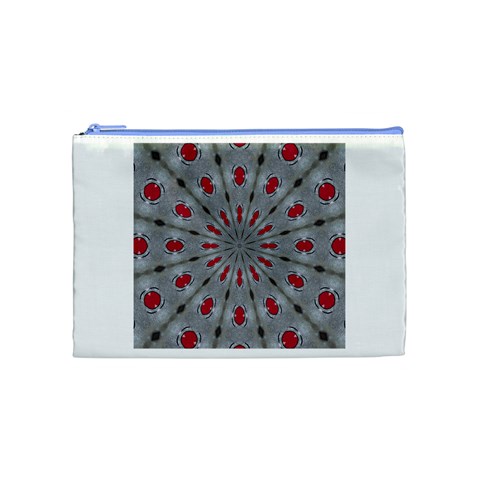 Red Dots on Silver Cosmetic Bag (Medium) from ArtsNow.com Front