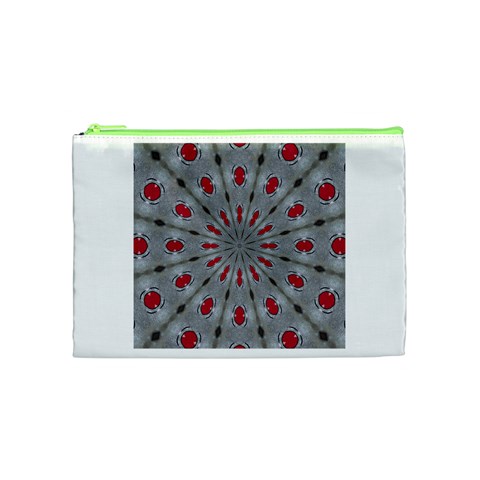 Red Dots on Silver Cosmetic Bag (Medium) from ArtsNow.com Front