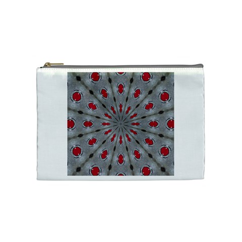 Red Dots on Silver Cosmetic Bag (Medium) from ArtsNow.com Front