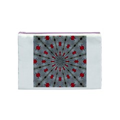 Red Dots on Silver Cosmetic Bag (Medium) from ArtsNow.com Front