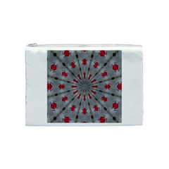 Red Dots on Silver Cosmetic Bag (Medium) from ArtsNow.com Front