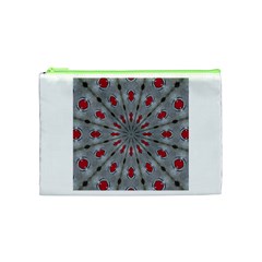 Red Dots on Silver Cosmetic Bag (Medium) from ArtsNow.com Front