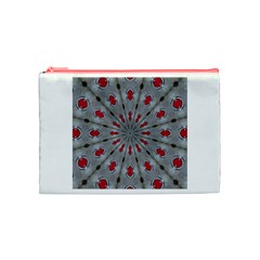 Red Dots on Silver Cosmetic Bag (Medium) from ArtsNow.com Front