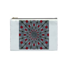 Red Dots on Silver Cosmetic Bag (Medium) from ArtsNow.com Front