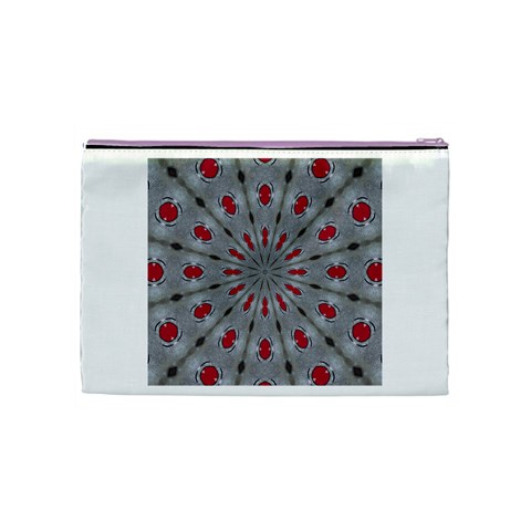 Red Dots on Silver Cosmetic Bag (Medium) from ArtsNow.com Back