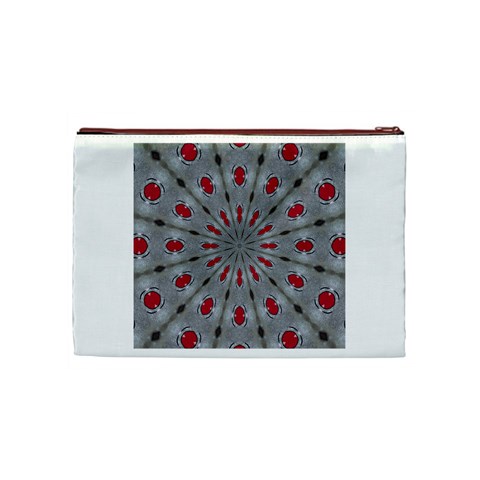 Red Dots on Silver Cosmetic Bag (Medium) from ArtsNow.com Back