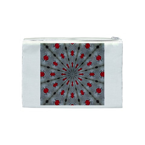 Red Dots on Silver Cosmetic Bag (Medium) from ArtsNow.com Back