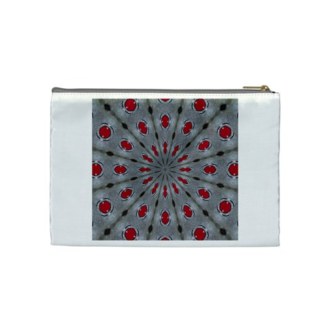 Red Dots on Silver Cosmetic Bag (Medium) from ArtsNow.com Back