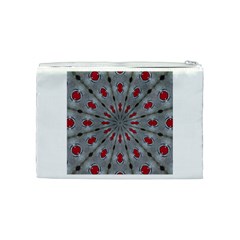 Red Dots on Silver Cosmetic Bag (Medium) from ArtsNow.com Back