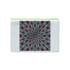 Red Dots on Silver Cosmetic Bag (Medium) from ArtsNow.com Back