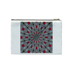 Red Dots on Silver Cosmetic Bag (Medium) from ArtsNow.com Back