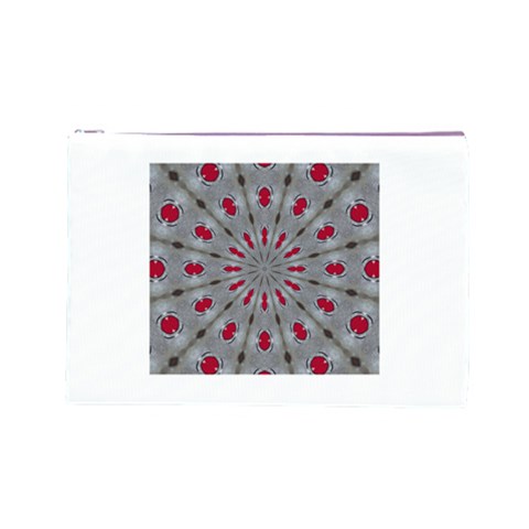 Red Dots on Silver Cosmetic Bag (Large) from ArtsNow.com Front