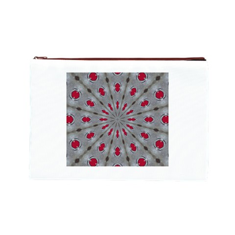 Red Dots on Silver Cosmetic Bag (Large) from ArtsNow.com Front