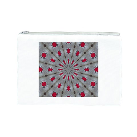 Red Dots on Silver Cosmetic Bag (Large) from ArtsNow.com Front