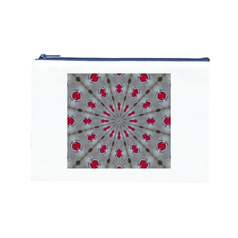 Red Dots on Silver Cosmetic Bag (Large) from ArtsNow.com Front