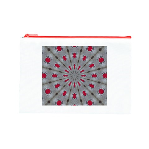 Red Dots on Silver Cosmetic Bag (Large) from ArtsNow.com Front