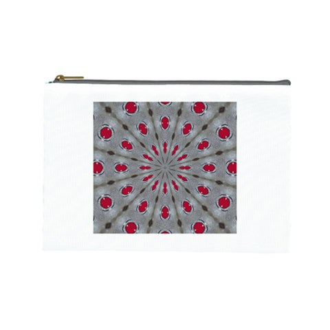 Red Dots on Silver Cosmetic Bag (Large) from ArtsNow.com Front