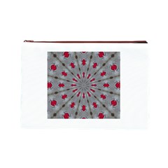 Red Dots on Silver Cosmetic Bag (Large) from ArtsNow.com Front