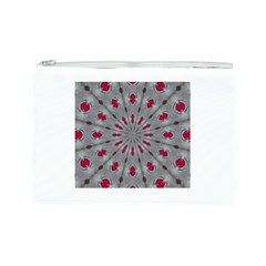 Red Dots on Silver Cosmetic Bag (Large) from ArtsNow.com Front