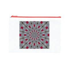 Red Dots on Silver Cosmetic Bag (Large) from ArtsNow.com Front