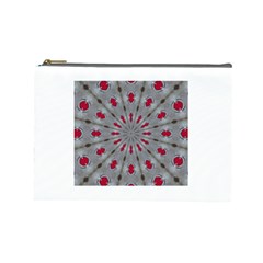 Red Dots on Silver Cosmetic Bag (Large) from ArtsNow.com Front