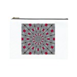 Red Dots on Silver Cosmetic Bag (Large)