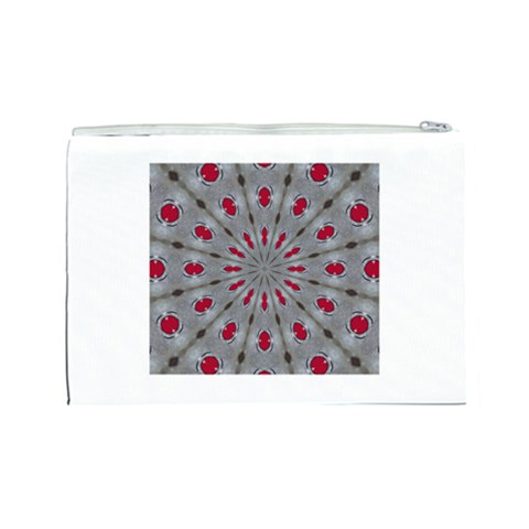 Red Dots on Silver Cosmetic Bag (Large) from ArtsNow.com Back