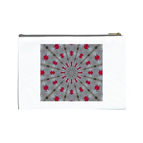 Red Dots on Silver Cosmetic Bag (Large) from ArtsNow.com Back