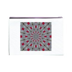 Red Dots on Silver Cosmetic Bag (Large) from ArtsNow.com Back