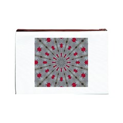 Red Dots on Silver Cosmetic Bag (Large) from ArtsNow.com Back