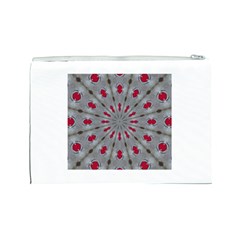 Red Dots on Silver Cosmetic Bag (Large) from ArtsNow.com Back