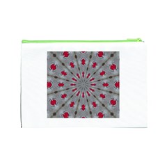 Red Dots on Silver Cosmetic Bag (Large) from ArtsNow.com Back