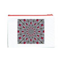 Red Dots on Silver Cosmetic Bag (Large) from ArtsNow.com Back