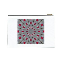 Red Dots on Silver Cosmetic Bag (Large) from ArtsNow.com Back