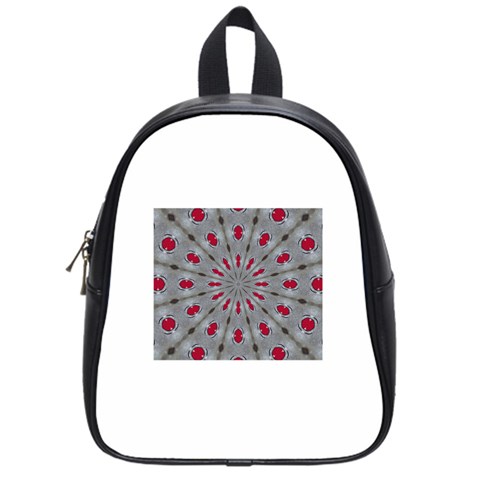 Red Dots on Silver School Bag (Small) from ArtsNow.com Front