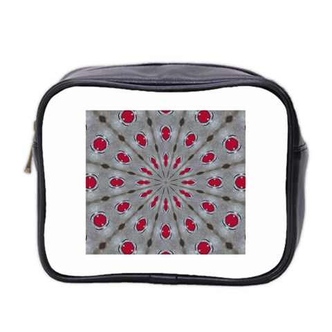 Red Dots on Silver Mini Toiletries Bag (Two Sides) from ArtsNow.com Front